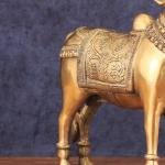 Brass Standing Nandi Statue | 16" x 15" x 4" | 9.3 kg | Golden Finish | Traditional Hindu Temple Bull Sculpture | Sacred Art | Jaipurio